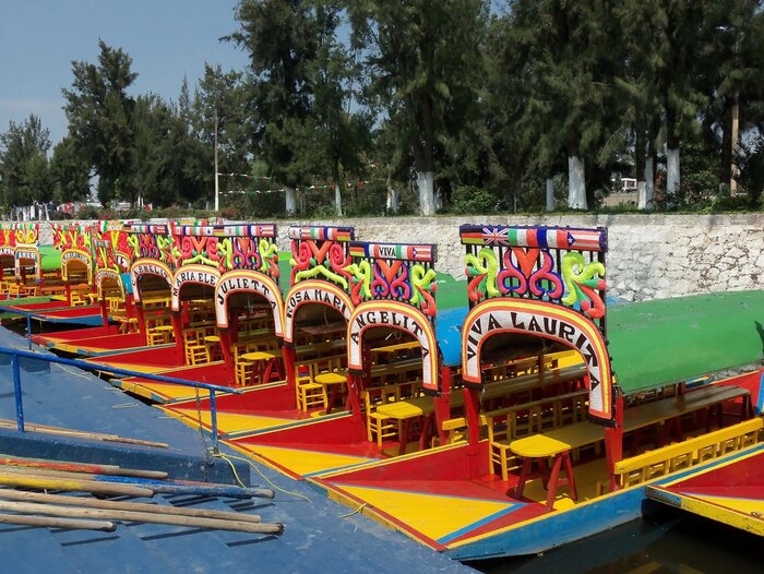 Trajineras in Xochimilco